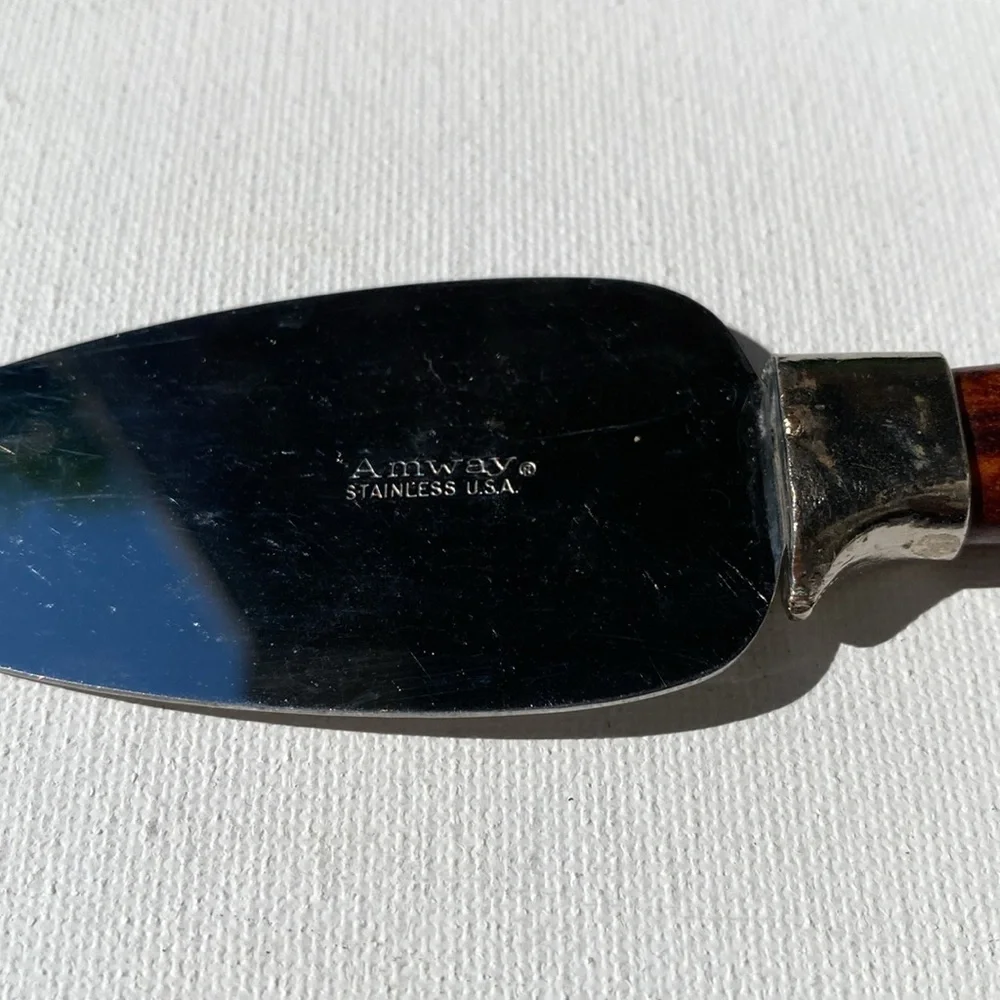 Vintage Amway Stainless Steel & Faux Bois Bakelite Cheese Knife or Spreader